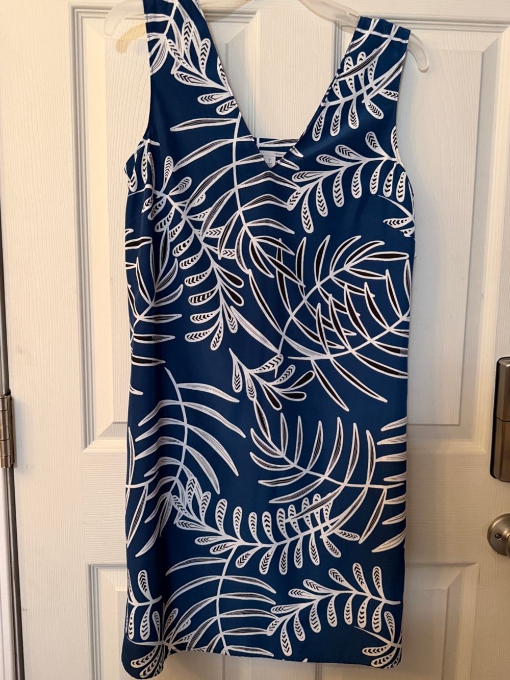 Brand New Halogen Sleeveless Med Petite Blue Tropical Print Shift Dress